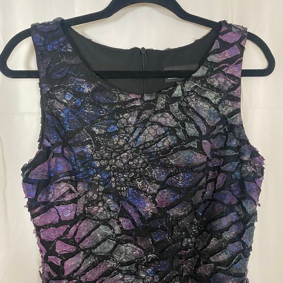 Frank Lyman Sleeveless Multicolor Cocktail Dress Size 10 Black Purple Textured - Picture 4 of 8
